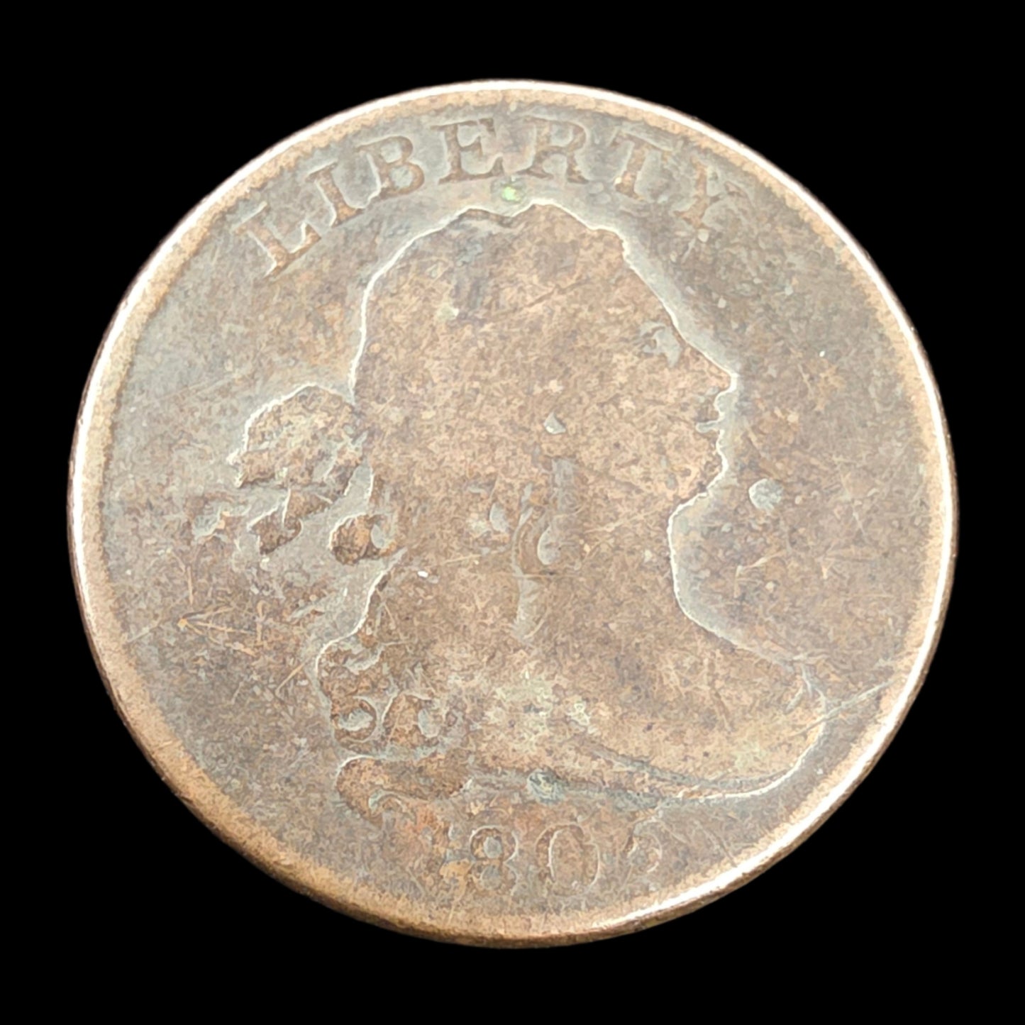1805 Draped Bust Half Cent Large 5 W/ Stems